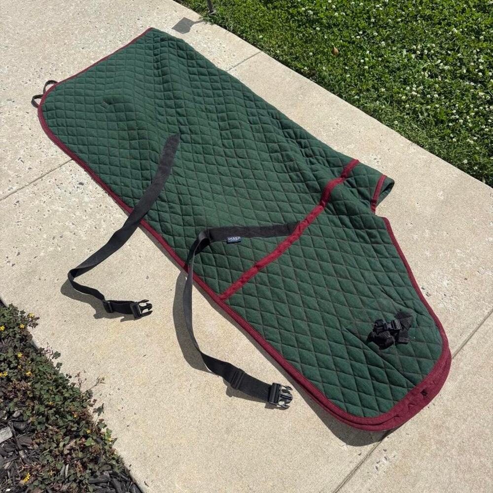Green burgundy quilted horse blanket